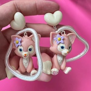 Disney LinaBell cartoon 925 sterling stud dangle earrings cute handmade